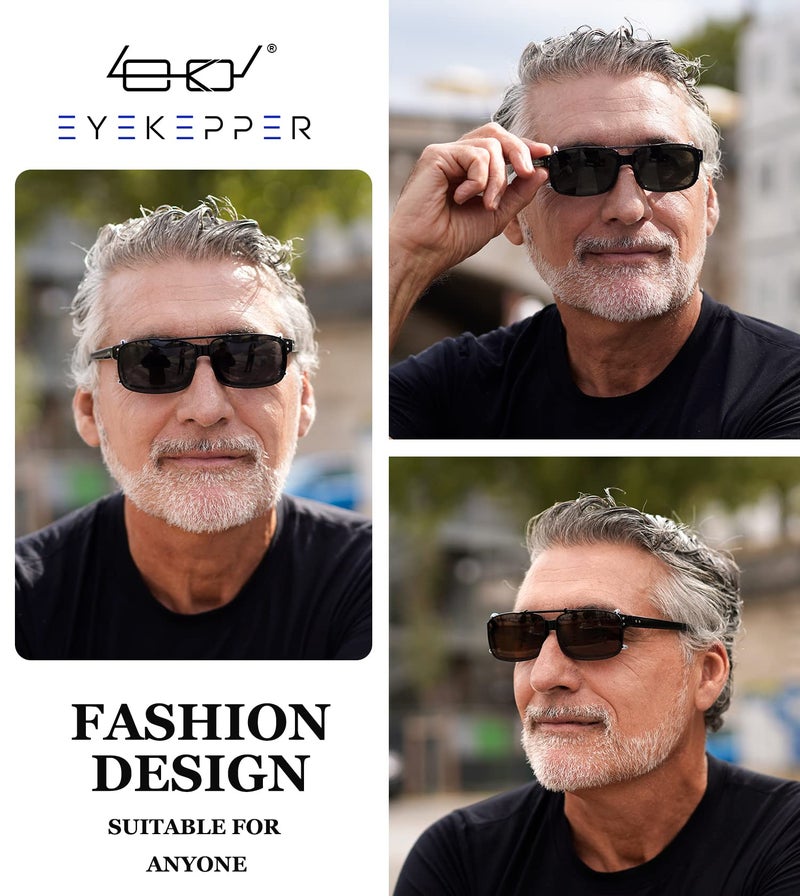 Eyekepper Metal Frame Rim Polarized Lens Clip On Sunglasses 54X37MM (Grey Lens) - Image 2